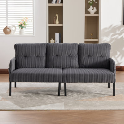 Causeuse surdimensionnée de 68 pouces, canapé en velours côtelé moderne en tissu de haute qualité, canapé confortable à deux places avec structure robuste, canapé de chambre confortable avec deux poches latérales, idéal pour le salon et l’appartement