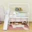Lit mezzanine simple Amrina avec glissoire et tablettes de rangement-314850967