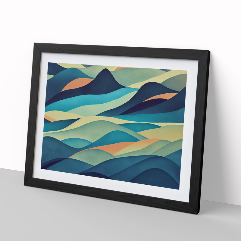 Showstopping Abstract Mountains - Framed Print, Black, 25cm H x 34cm W x 2cm D
