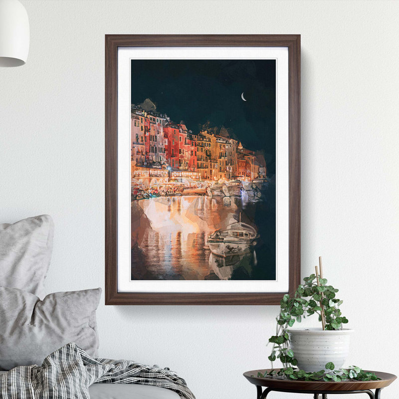 Boat in an Italian Port in Abstract - Framed Print, Walnut Framed, 87cm H x 62cm W x 2cm D