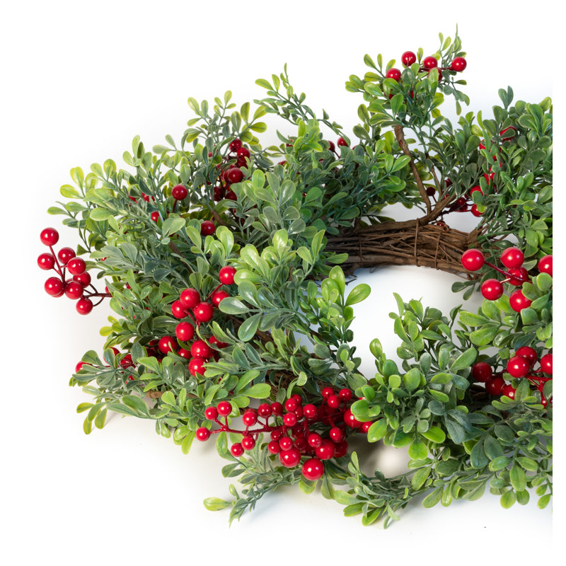 Red Berry And Boxwood Wreath