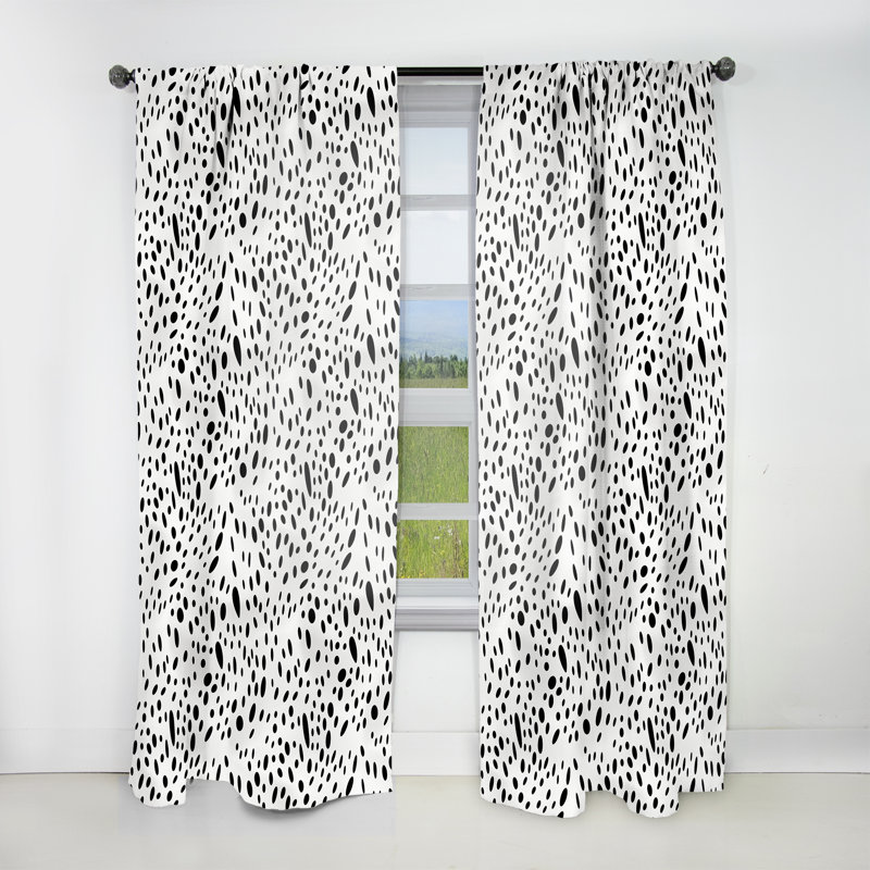Rideau obscurcissant géométrique blanc et noir Snow Leopard Spots III - 1 panneaux, L 52 po x L 108 po