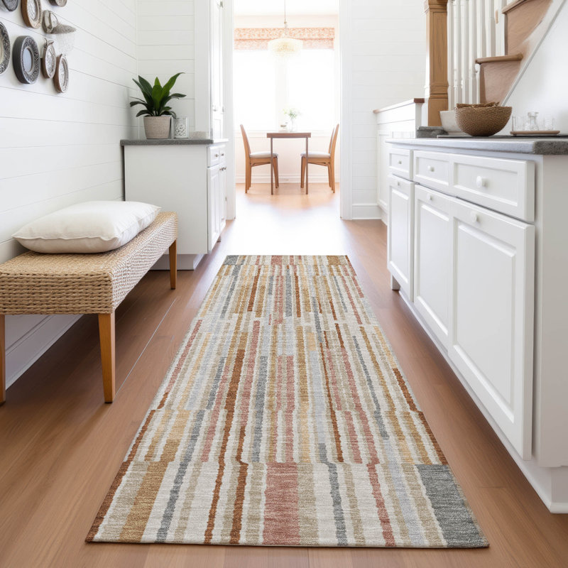 Tapis paprika Xhevrie intérieur / extérieur lavable à la machine, Tapis de couloir 2 pi 3 po x 7 pi 6 po