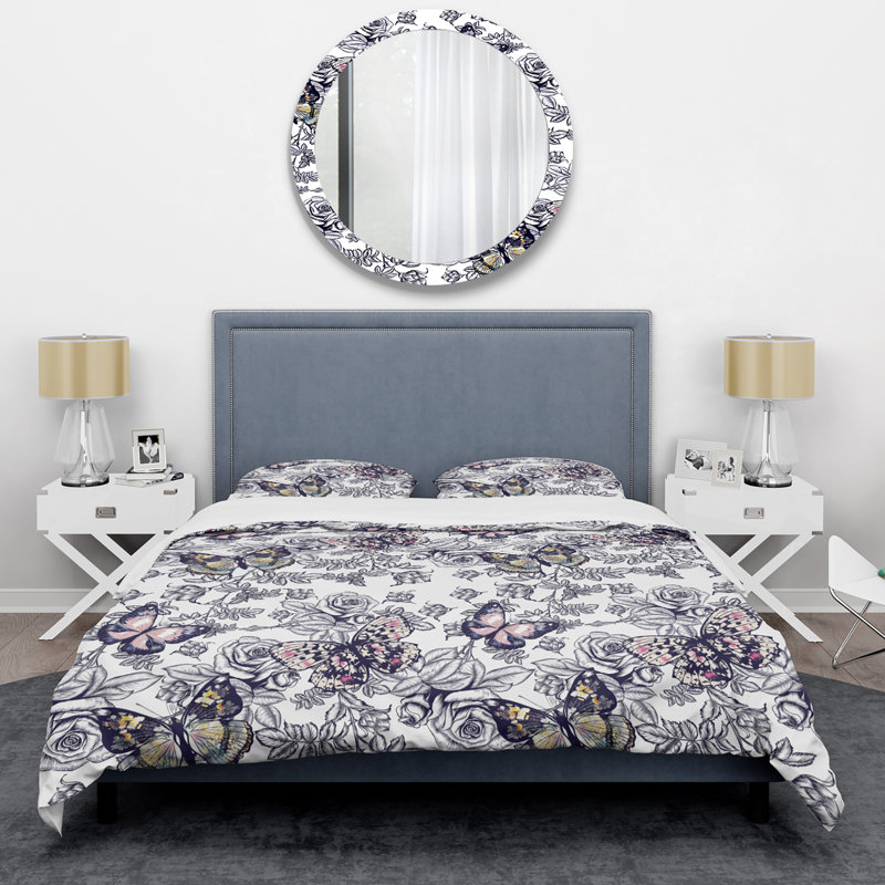 Ensemble de housse de couette en microfibre gris / rose / noir 3 pièces