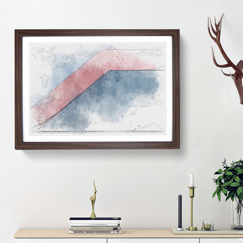 Heading Down in Abstract - Picture Frame Painting Print, Walnut Framed, 27cm H x 36cm W x 2cm D
