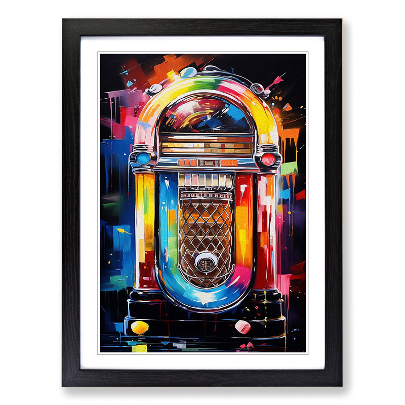 Jukebox Abstract Framed Print, 64cm H x 46cm W x 2cm D, Black Framed