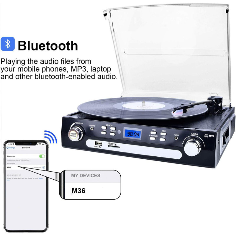 DIGITNOW Bluetooth Record Player