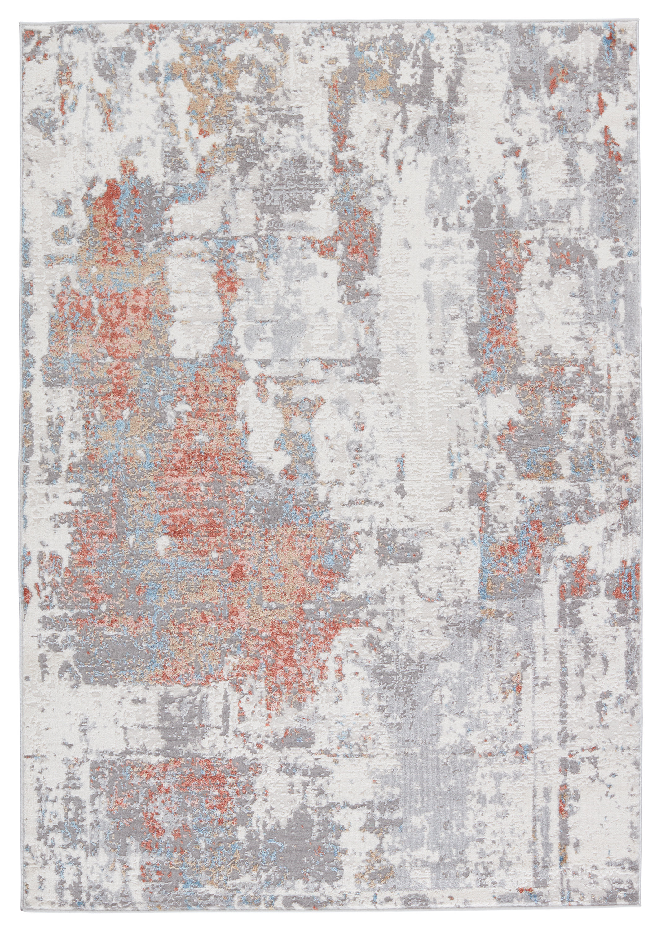 17 Stories Abstract Gray/Red Area Rug | Wayfair