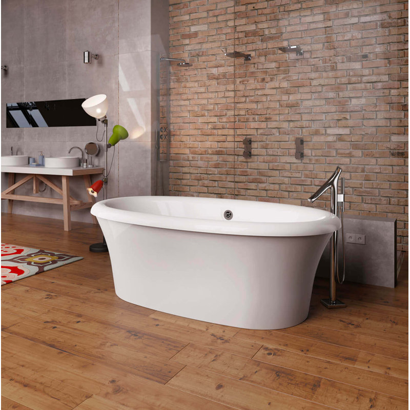 Balneo 72'' L Freestanding Soaking Bathtub, Back