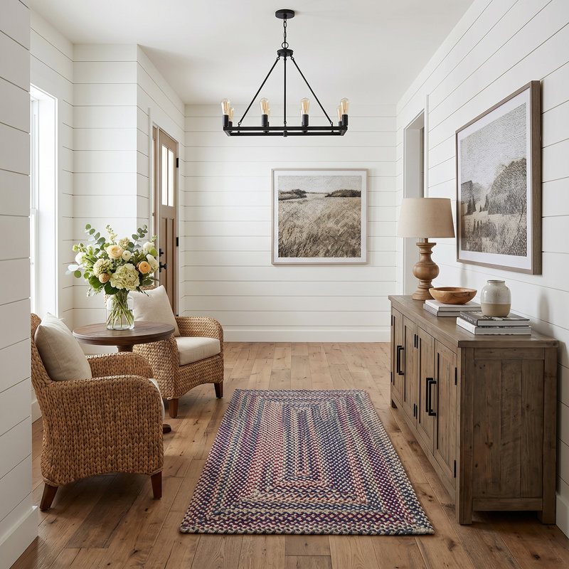 Tapis d'intérieur réversible tressé Maplewood, Fumée multicolore, Tapis de couloir 2 pi x 8 pi
