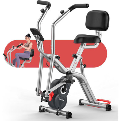 Pooboo Multifunctional Foldable Fitness Exercise Bike with 8 Resistance Levels, Quiet Magnetic Flywheel for Home Cardio