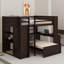 Lit mezzanine double avec lit autonome, armoire, bureau et tablettes-1948717114