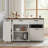 102.3" Kitchen Island with Extendable Dining Table, Kitchen Rolling Island Cart with Trash Storage Cabinet-331850104