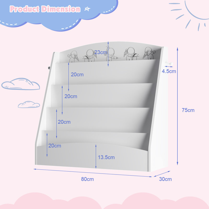 75cm H x 80cm W Bookcase, White