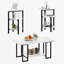 Ensemble de 3 tables basses, table basse rectangulaire et 2 tables d'appoint, plateau de table en faux marbre et structure en métal, ensembles de tables 3 pièces avec rangement à plusieurs niveaux, pour petits espaces, appartement, salon, bureau-1453335589