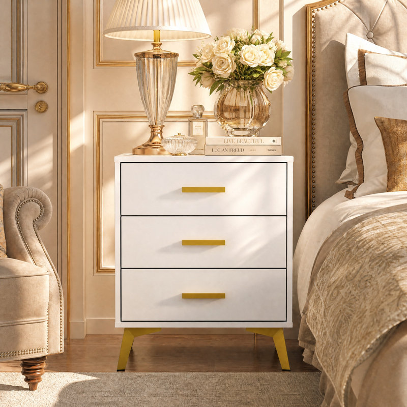 Hattenhauer 19.7" W 3-Drawer Nightstand, White
