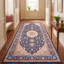 Tapis traditionnel persan avec médaillon, style Pasture, bleu marine, ivoire, or, vert et rose, lavable à la machine, antidérapant, à poils courts, pour l'intérieur et l'extérieur, adapté aux animaux domestiques, idéal pour le salon, la chambre, la salle à manger, l'entrée, le couloir ou le bureau.-565084280