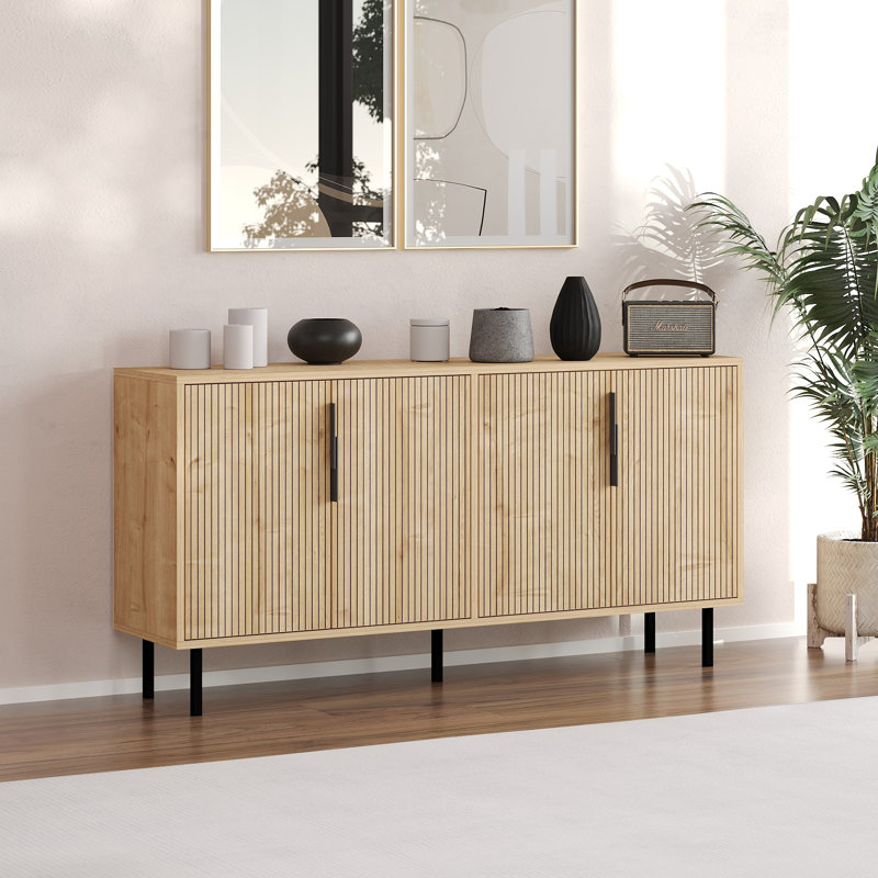 Console moderne, chêne saphir, 59,1 po x 29,5 po x 14,2 po | 100% panneau de particules enduit de mélamine, épaisseur: 0,7 pouce | Conception élégante et fonctionnelle pour le salon et le vestibule, durable et élégante