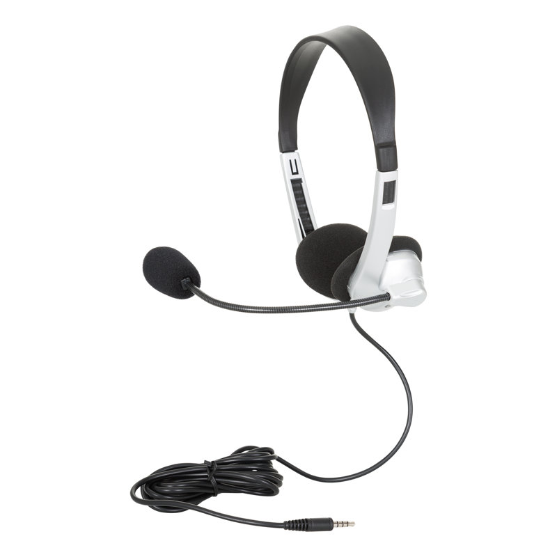 Mobile-Ready School Multimedia Stereo Headsets with Volume Control and Boom Microphone (Set of 10)