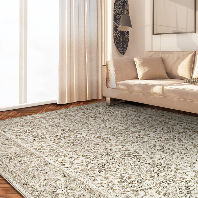 Tapis abstrait performance perle champagne Duckett, Rectangle 2 pi x 3 pi 11 po