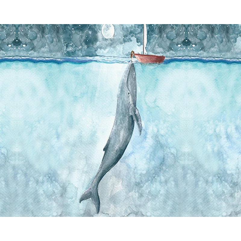 Murale de baleine mer paysage Arriaga, L 98 po x l 150 po