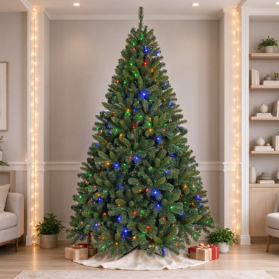 Arbre de Noël artificiel illuminé, lumières DEL bicolores, silhouette complète pour le salon et le bureau