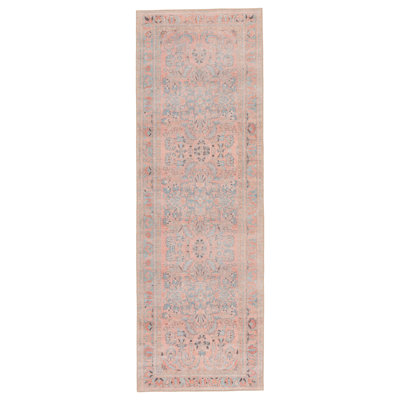 Tapis oriental rose / bleu clair lavable à la machine