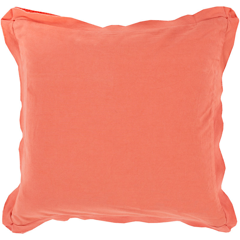  Housse de coussin carré en coton, Corail, H 18 po x l 18 po x P 4 po, Polyester/ Bourre en polyester