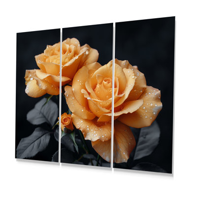 Monochromes roses noires et jaunes Bloom I - ensemble d'art mural roses