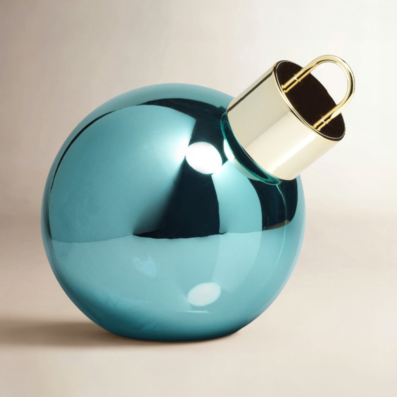 Lighted Glass Slanted Ball Christmas Ornament , 7.75" H x 7.75" W x 7.75" D, Blue