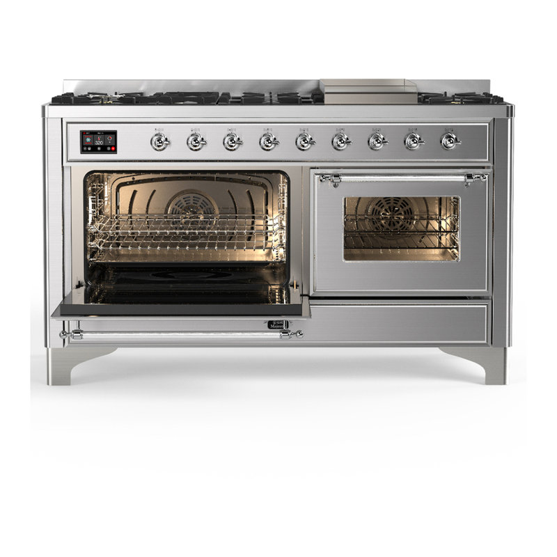 Majestic III Series 60 Inch Dual Fuel Range with 7 Sealed Burners, Griddle, in Blue Grey (Liquid Propane, Burnished Trim)