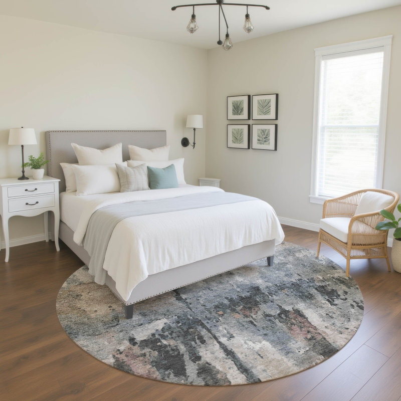 Premium Machine Washable Mayfield Abstract Rug, Beige, 8' Round