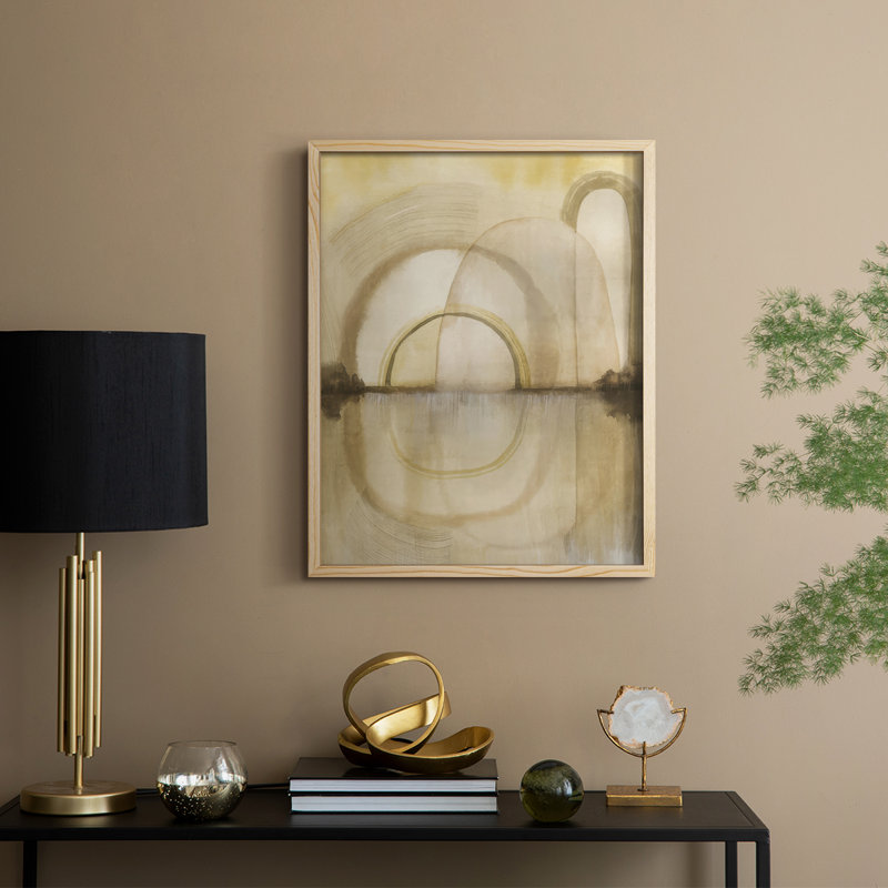 «Soft Golden Reflections I», reproduction encadrée - bois massif, Naturel, H 15 po x l 12 po
