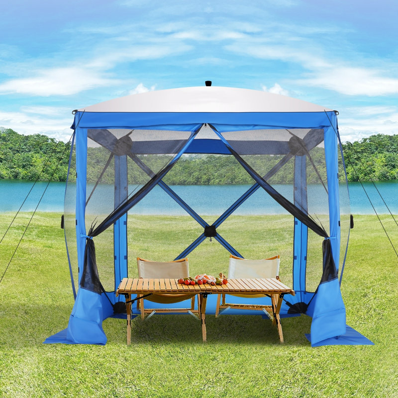 6FTx6FT Screen Room with Mosquito Netting, Hub Tent Instant Screened Canopy with Carrying Bag and Ground Stakes, Blue