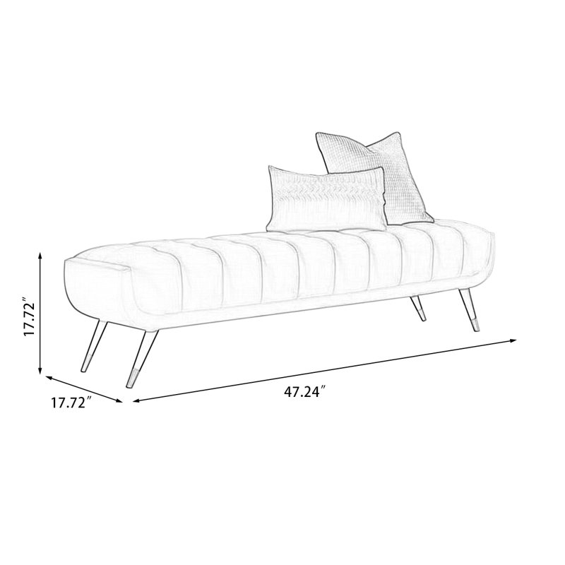 Banc avec revêtement, Rose, H 17,72 po x l 47,24 po x P 17,72 po