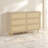 6 Drawer Dresser, Rattan Chest of Drawer, Farmhouse Wooden Dresser with Metal Legs, Wide Double Drawer Dresser, Large Drawer Unit for Bedroom, Living Room, Nursery-1169151208