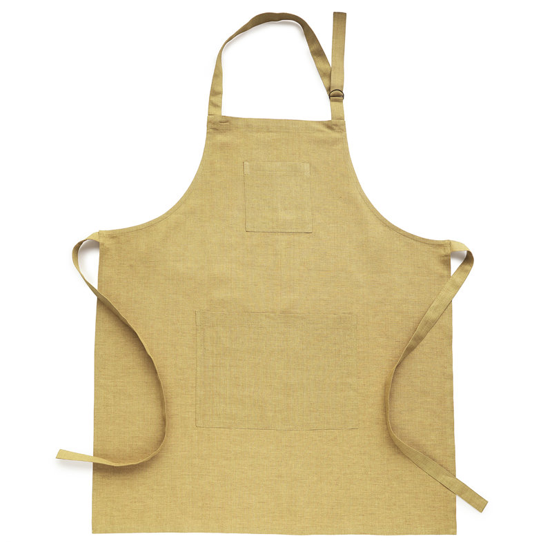 Linen Bib Apron - 100% Pure Linen Apron, Mustard Gold