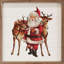 «Vintage Two Deer with Santa», cadre photo, impression sur bois-631880723