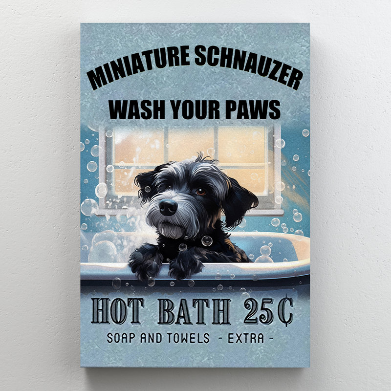 «Lanetta Dog Wash Your Paws Hot Bath on Canvas», impression, H 36 po x l 24 po x P 1,25 po