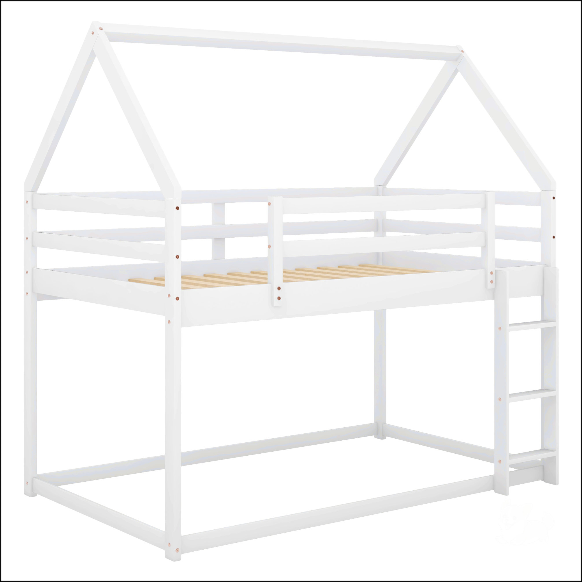 Harper Orchard Twin Over Twin Low Bunk Bed With House-Shaped Frame And ...