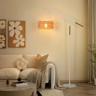 Aarzo 68" Rattan Arched/Arc Floor Lamp