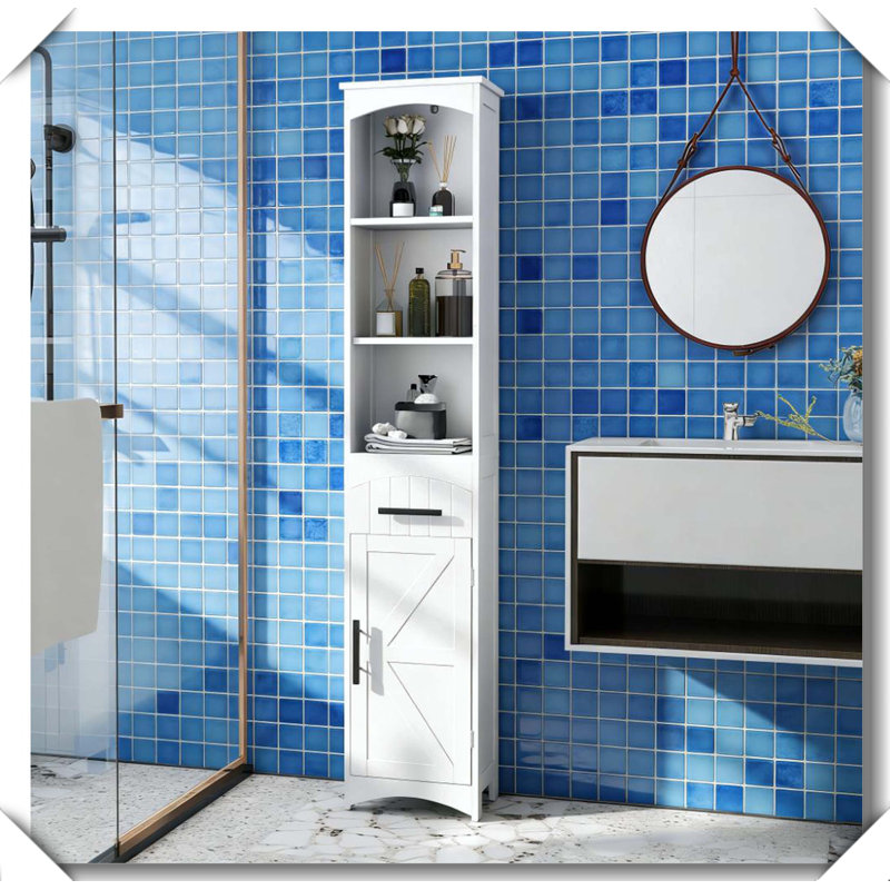 Narrow Cabinet Drawer Anti Tipping Easy Clean Stable, White