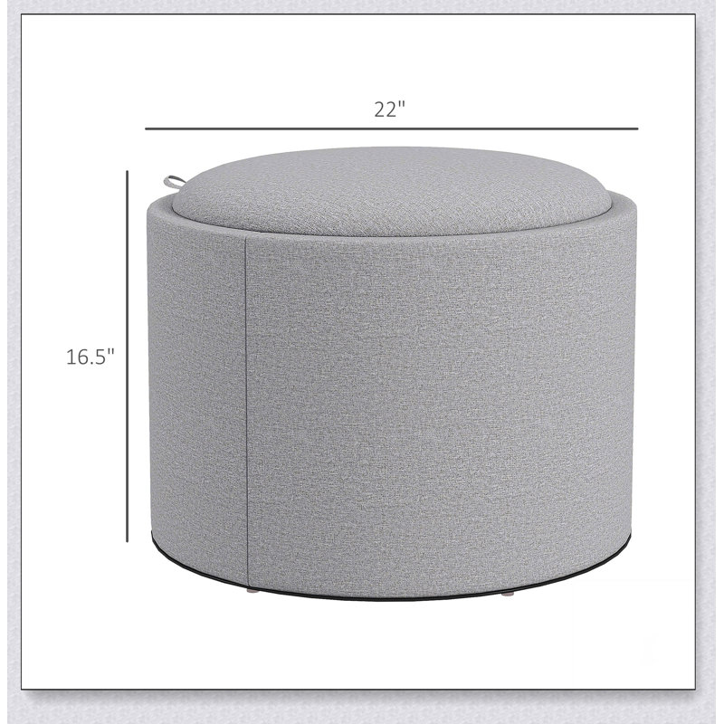 Round Storage Ottoman Coffee Table with Flip Top Tray
