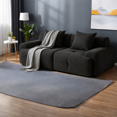 Canapé modulaire en tissu noir modulaire à compression pour petite maison