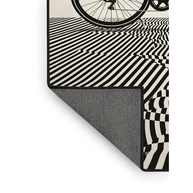 Tapis géométrique beige et doux à motif de velours de route doux et moelleux Eilers, 2 x 5
