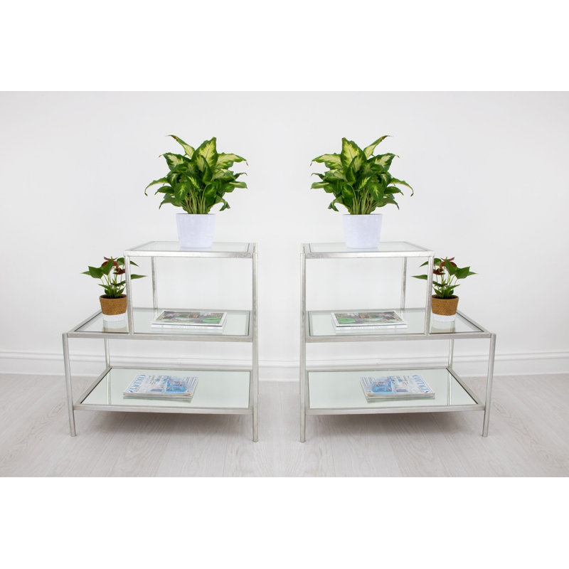 Hanna End Table, Antiqued Silver Leaf