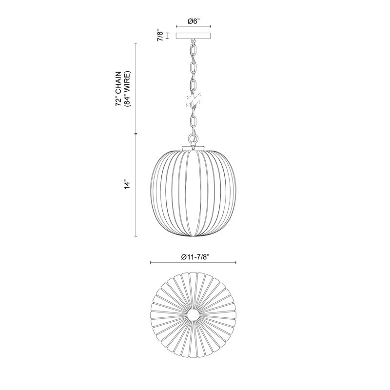 Luminaire suspendu 7 po Cherise, Noir, H 86,88 po x l 11,88 po x P 11,88 po