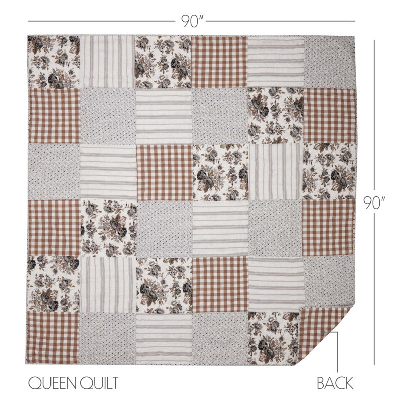 Annie Portabella Floral Patchwork Reversible Cotton Queen Quilt