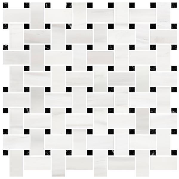 Bianco Dolomite 12" x 12" Marble Basketweave Mosaic Tile