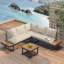 5-seat Outdoor Patio Lounge Set With Adjustable Recliners - Wpc Table, Side Shelves, Galvanized Iron Frame-1037987337